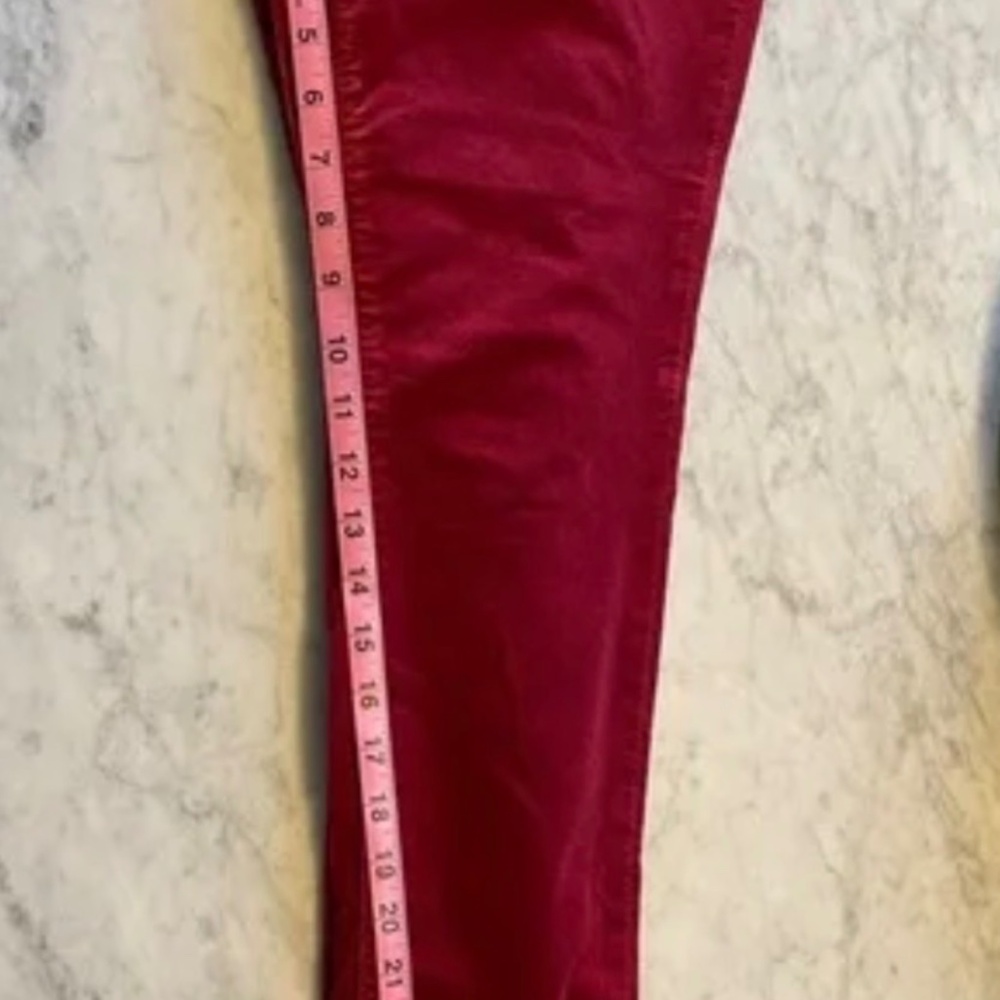Pilcro and the Letterpress High Rise Skinny Velvet Red Pants - Picture 3 of 5